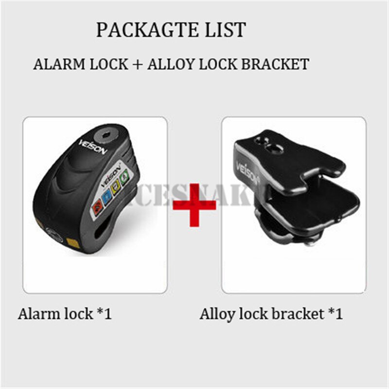 Veison motorfiets alarm waterdicht fietsalarm quad slot scooter schijfrem fietsslot motorfiets anti-diefstal motopadlock accessoires: Legering bk b set