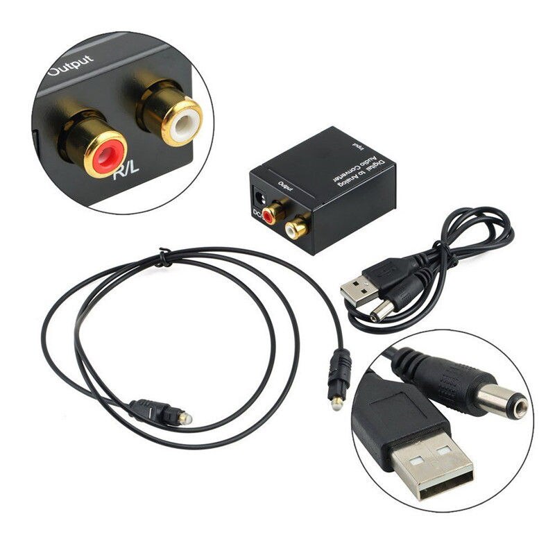 Adaptador óptico Digital Toslink SPDIF coaxial a RCA analógico o, convertidor con Cable de fibra