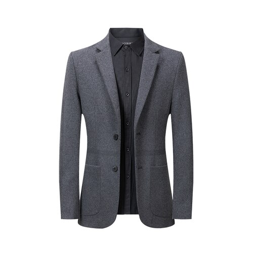 Herfst Winter Mannen Pak Jas Britse Gestreepte Wollen Slim-Fit Business Casual Pak Jas Blazer Mannelijke top Maat S-XXXL: GRAY / Asia M 52 to 57kg