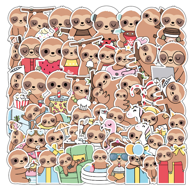 10/25/50 Stuks Schattige Luiaard Cartoon Stickers Voor Diy Bagage Waterfles Telefoon Laptop Gitaar Plakboek Briefpapier Sticker