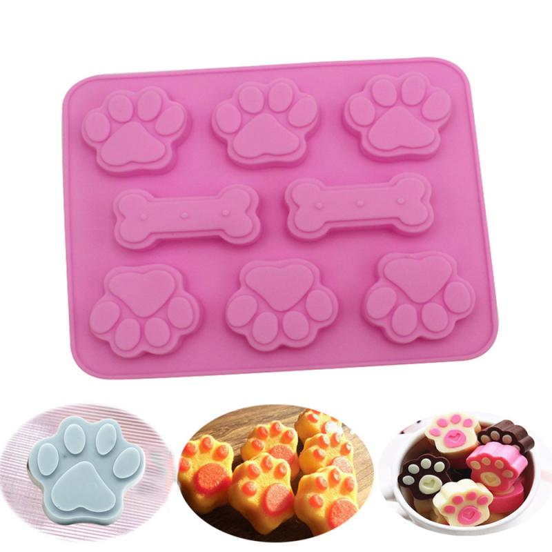 Dog Bone Dog Footprint Cake Mold 2-in-1 Silicone Baking Mold Food Grade Silicone Material Mould Baking Tool