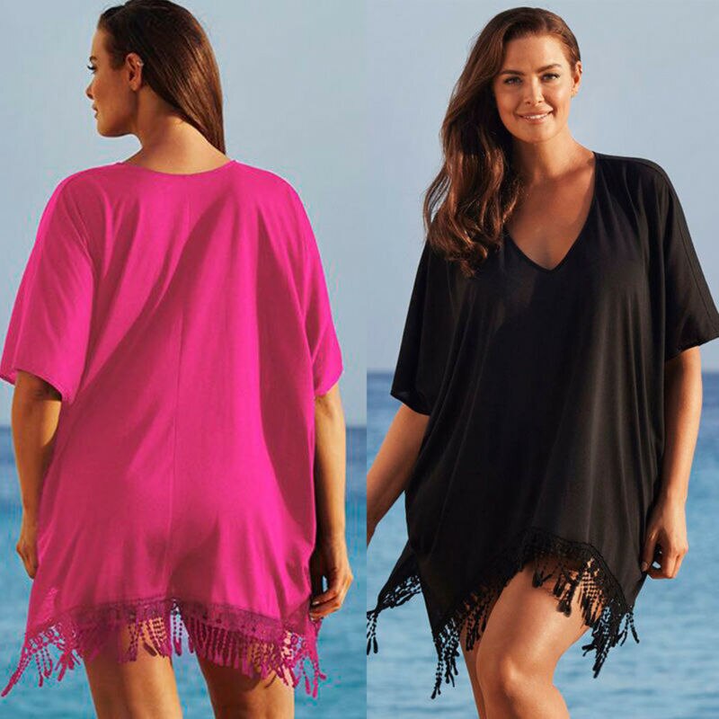 Elegante Tuniek Strand Wrap Rok Vrouwen Plus Size Dames Bikini Tassel Badmode Badpak Cover Up Beach Dress Vestido Playa Larg