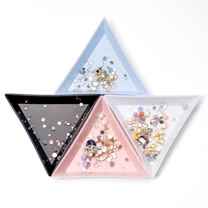 1 pièces pointillant Triangle plaque plateau manucure outil plaque pour strass bijoux Nail Art stockage support de la boîte conteneur manucure outil