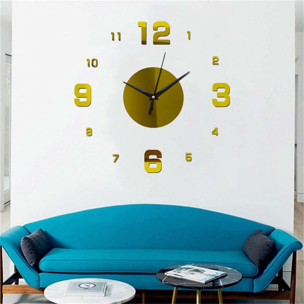 Digital Cool Modern Mirror Wall Clock Wall Clock Sticker Wall Stickers Home Decor Diy Removable Bedroom