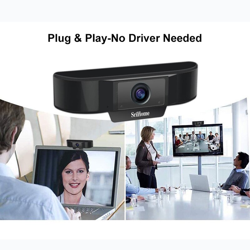 Srihome 1080p webcam computer laptop webcam camera met ruisonderdrukking microfoon