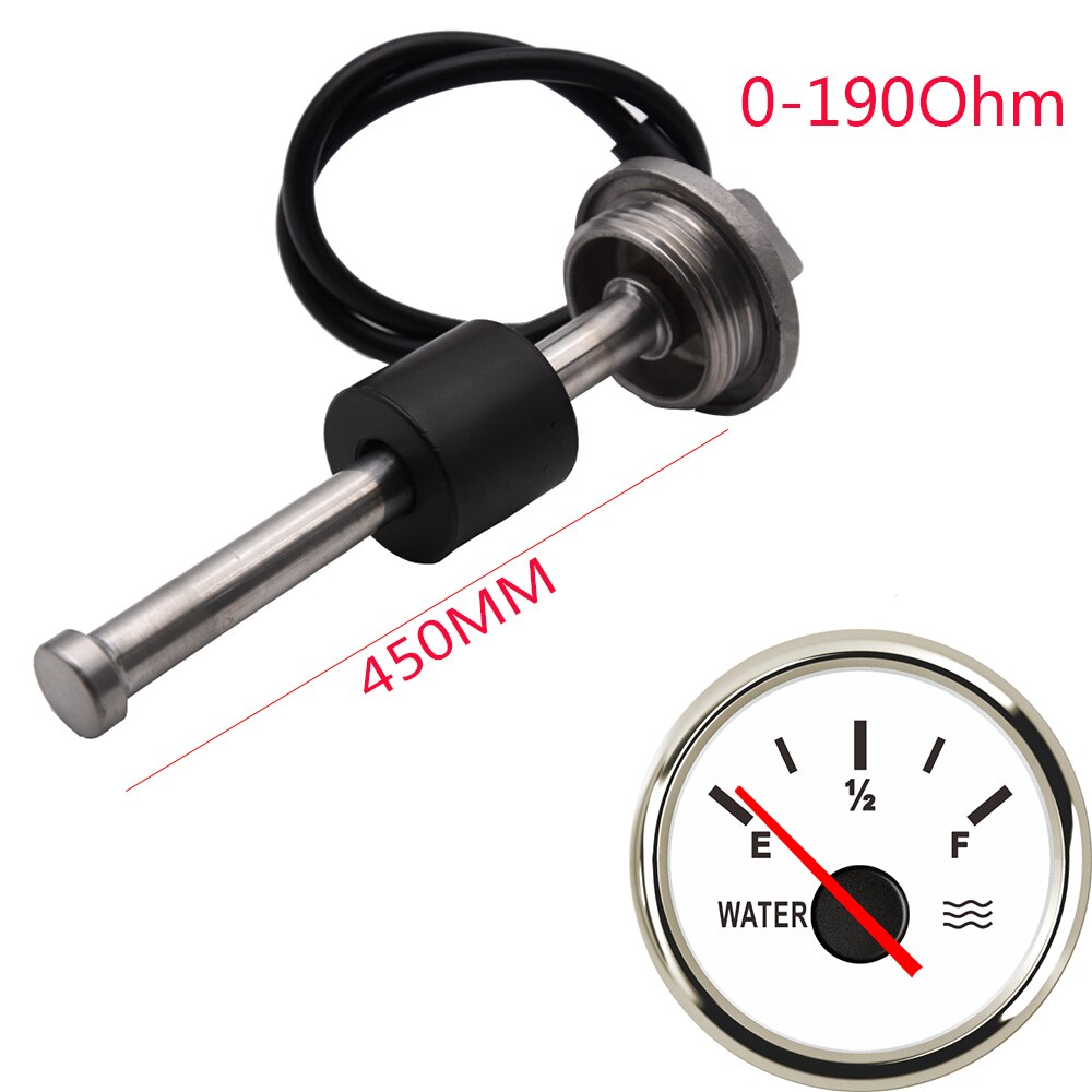 0-190Ohm 52MM Water Level Gauge Red Backlight Water Tank Level Indicator Meter with Fuel Level Sensor 200MM 250MM 300MM 400MM: 450mm ws gauge