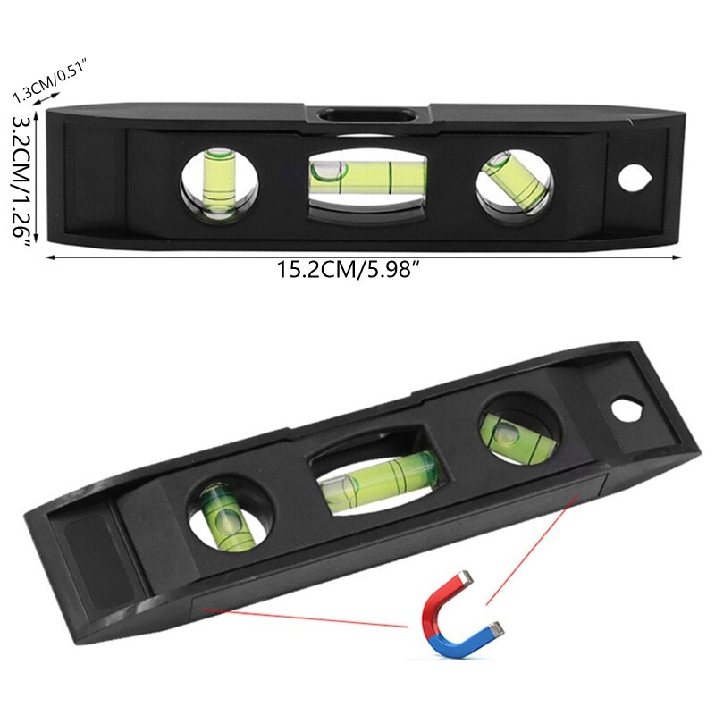 6 inches Tor pedo Level Magnetic Box Level with 180 90 45 Degree Bubble Level Portable Measuring Tool Multipurpose B85C