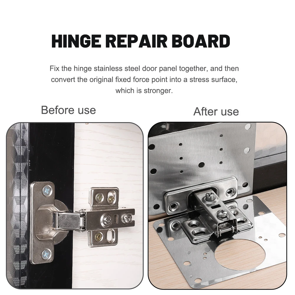 20/2Pcs Cabinet Hinge Repair Plate Kits Stainless Steel Kitchen Cupboard Door Hinge Mounting Plate With Holes Fixing Brackets