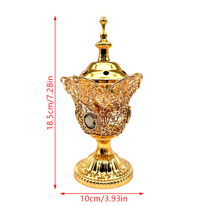 Metall innendørs brenner fra midtøsten kirke elektrisk røkelseskar metallbrenner vintage sandeltrebrenner (eu-plugg)