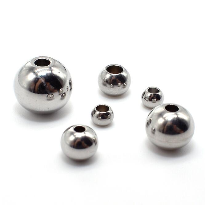 50pcs Gold Stainless Steel Balls Bead For DIY Bracelet Necklace Jewelry Craft Making Material: WHITE / 17mm