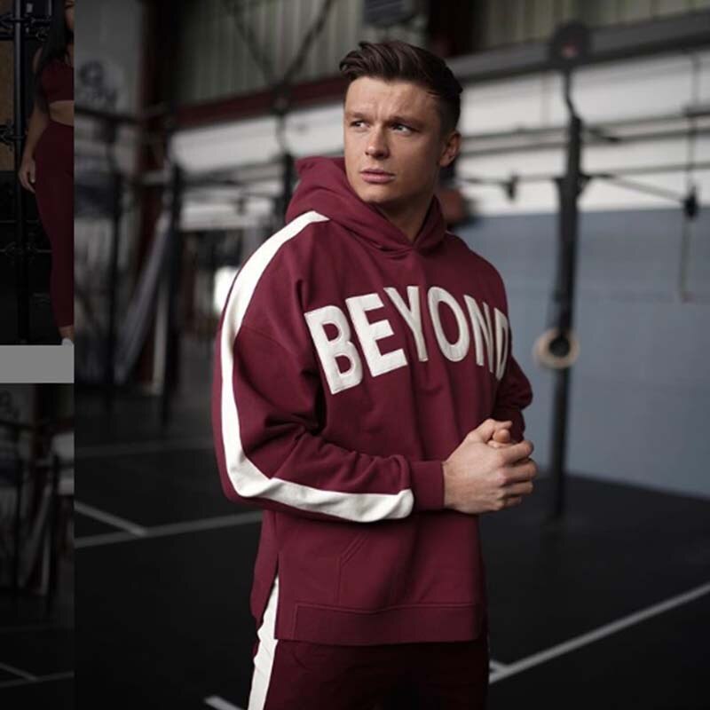 Casaco com capuz masculino, jaqueta larga europeia e americana para treinamento esportivo fitness e casual