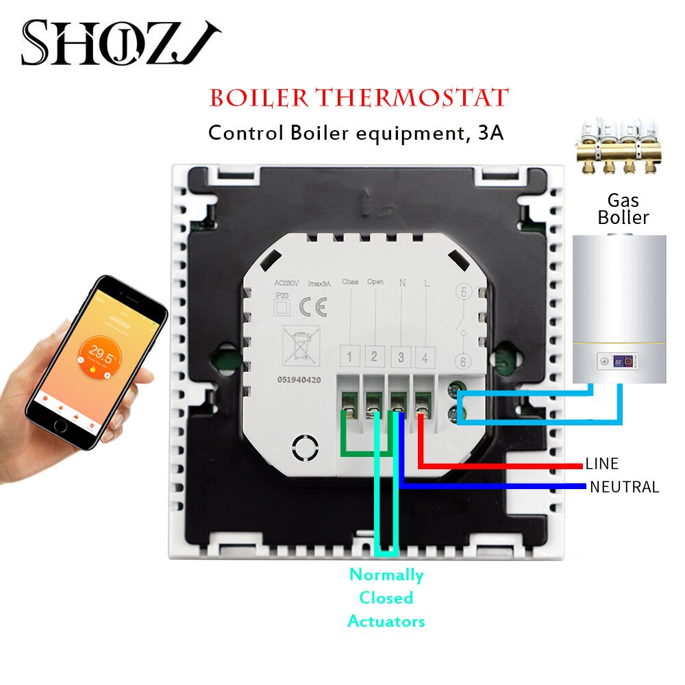 SMART HOME WiFi Temperature Controller Thermostat for Water Floor Digital Electric Floor Heating Control Controller: WIFI GAS / BLACK