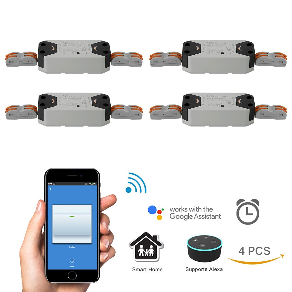 1/2/4pcs Smart WiFi Switch Cable Clamp Terminal Block Spring Connector Wall-in Smart Switch For Light Wire Connecting 4 Packs: 4pcs