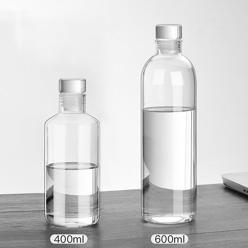 Bærbar vandflaske udendørs glasvandflaske krystal gennemsigtig botella para agua husholdningsartikler  yy50wb: Par modeller