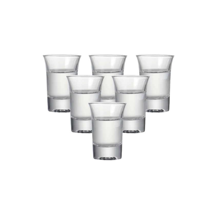 Sæt  of 6 1 oz tunge base shotglas blyfri maskinfremstillet spiritusglas til vodka spiritus med bar bryllup 30ml