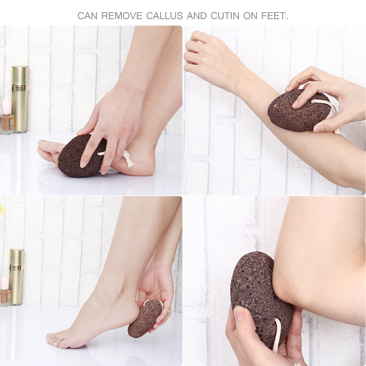 Pixnor 2 stk jord lava pimpstein blekestein gni fotstein ring oss død hudfjerner fotpleie skrubber til massasje spa