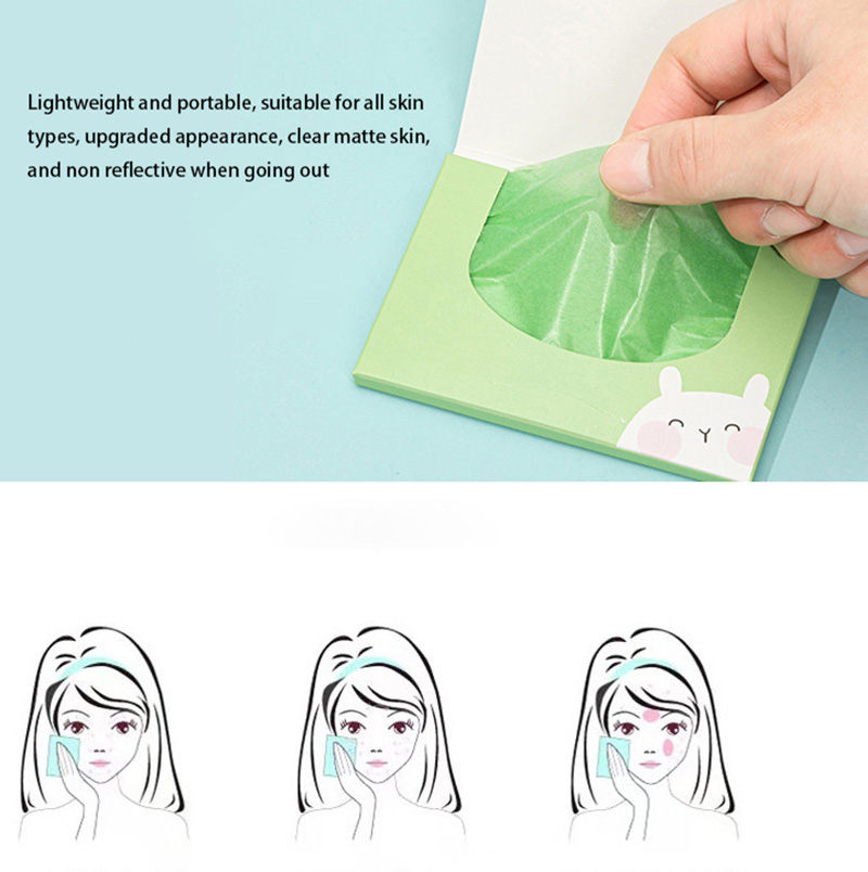 Papel de limpieza Facial para hombres y mujeres, papel absorbente de aceite de 100 piezas, Control de grasa, pañuelos rectos para la cara