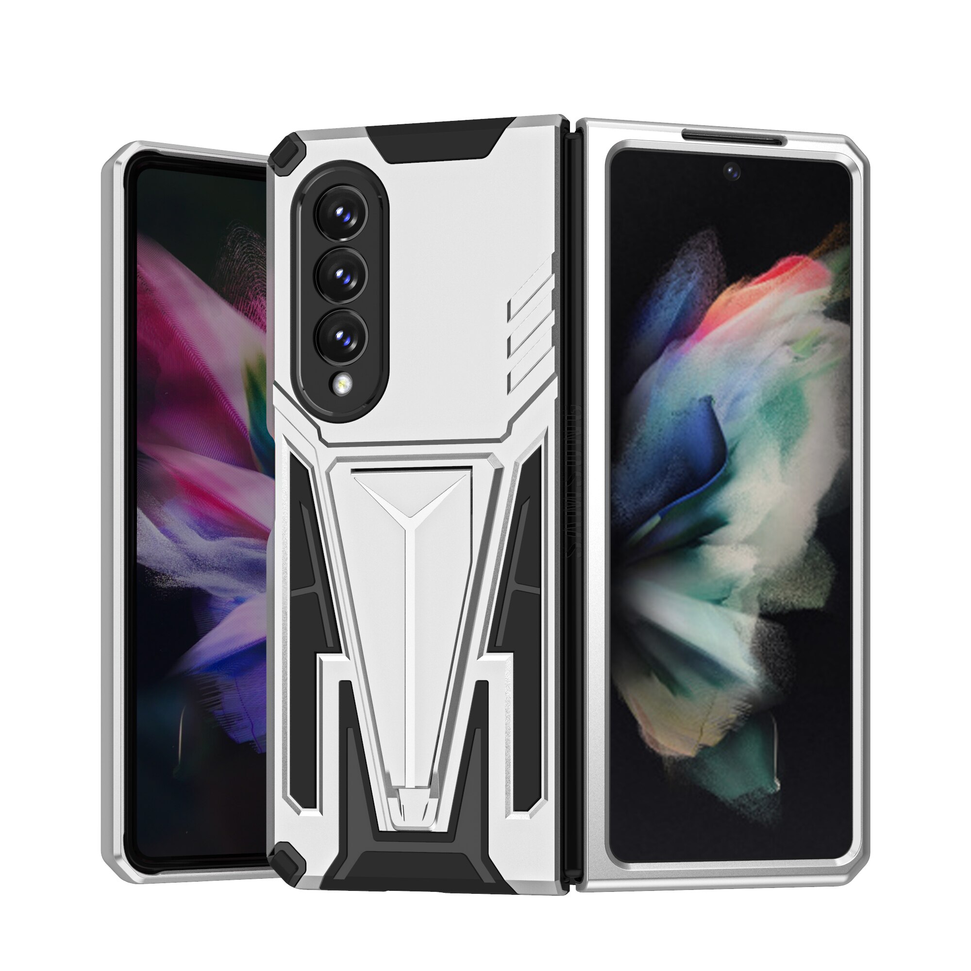 Coque de Protection double couche pour Samsung Galaxy Z, pliable, 3 plis, 5G, magnétique, antidérapante: Argent