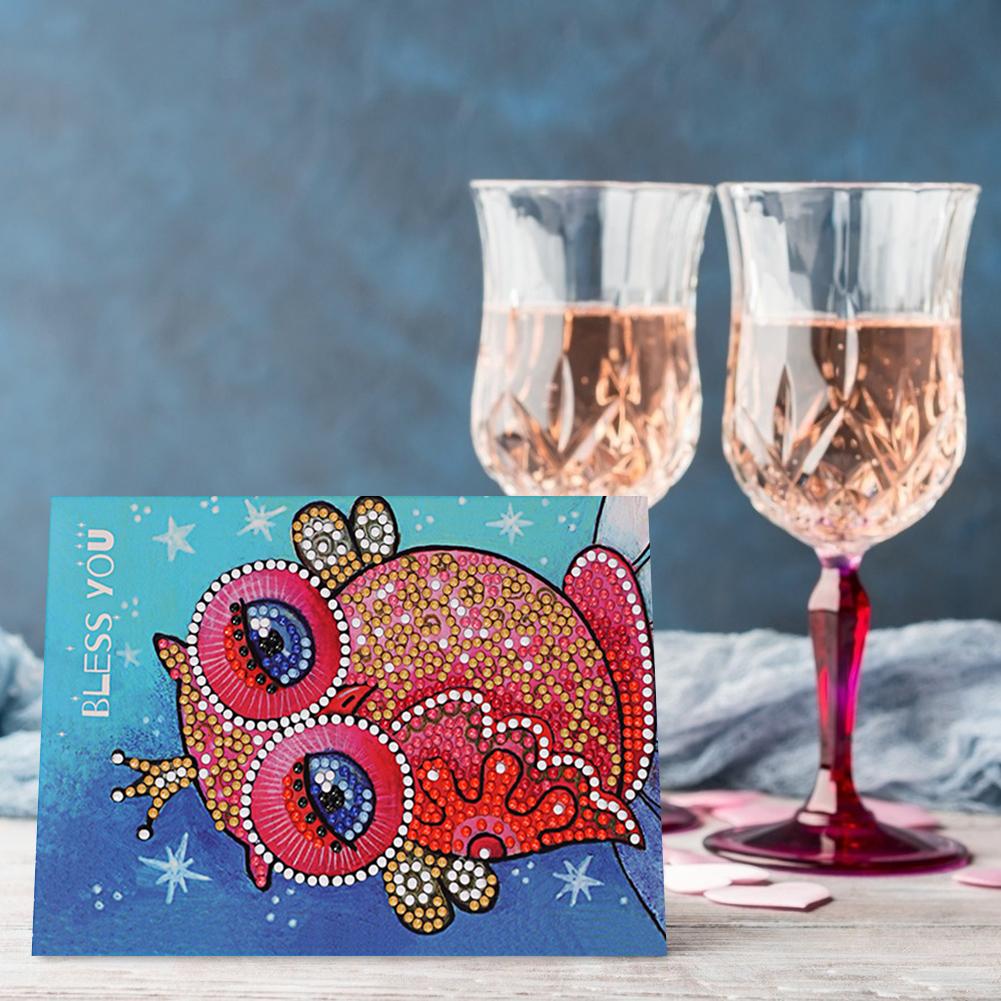 Diamond Cardboard Wear-resistant DIY Diamond Painting Owl Printed Blessing Greeting Cards Birthday Valentine