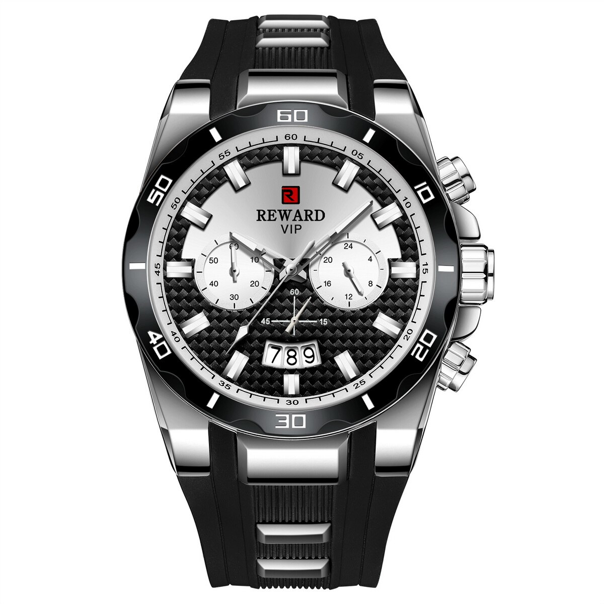 Sport Heren Quartz Horloges Luxe Groene Horloge Voor Mannen Siliconen Horloge Waterdicht Klok Relogio Masculino: Black Silver