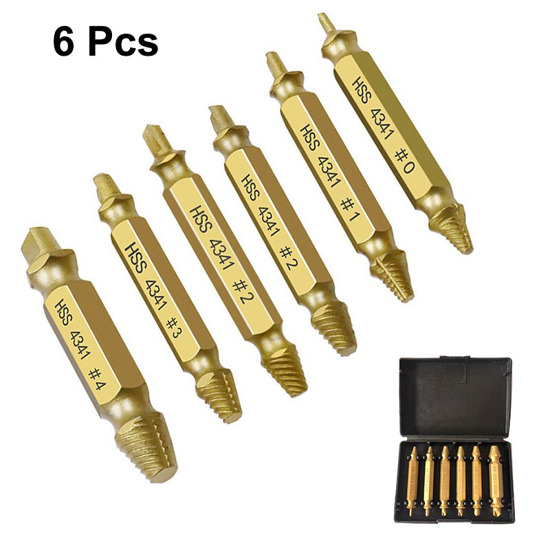 HHS Double Ended Screw Extractor Damaged Screw Extractor Drill Bit Extractor Drill Set Broken Speed Out Bolt Extractor Bolt Stud: 6pcs