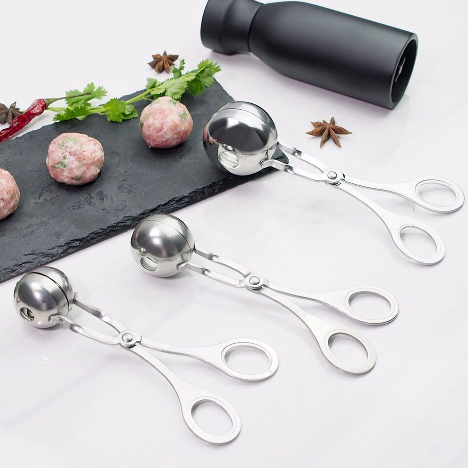 Pinzas para hacer carne de acero inoxidable 304, utensilio para hacer pasteles, melones, galletas, pasteles, bolas de arroz, albóndigas de frutas