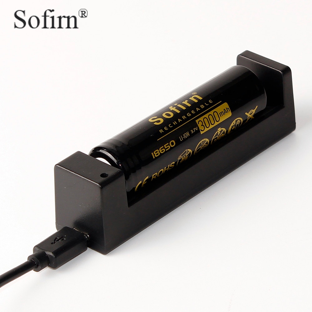Sofirn 1pcs 18650 3000mah Rechargeable Battery + 1pcs USB Charger for 18650 14500 10400 16340 26650 Single-slot Chargers Sets