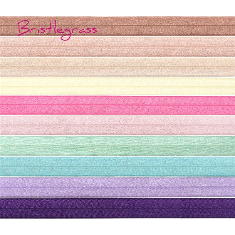 Bristlegrass 10 yard combo 3/4 " 20mm effen kleur foe vouw over elastische spandex satijnen band haarelastiek hoofdband kant trim diy naaien