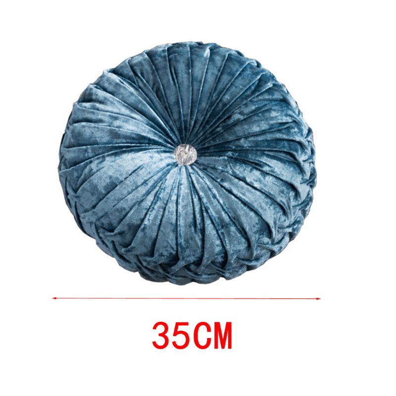 European Style Throw Pillow Luxury Velvet Cushion Pleated Fabric Handmade Round Wheel Pumpkin Seat Cushions