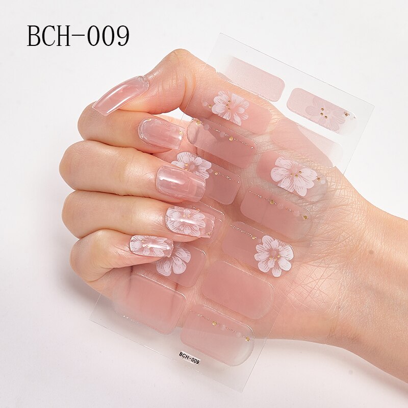 Japanese/Korea Style Nail Stickers Nail Wraps Stripe Full Cover Self-Adhesive Flower Waterproof Nail Polish Stripe Nail Art: BCH-009