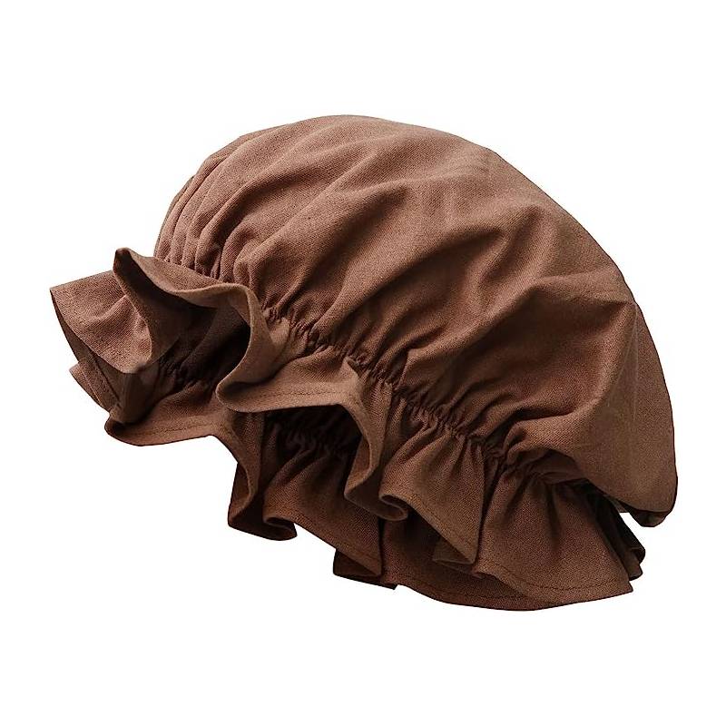 DAZCOS Mittelalterliche Leinen-Rüschen-Mütze mit elastischem historischen Kopfschmuck und Falten, traditioneller Hut, Renaissance-Kapuze für Larp: Blau
