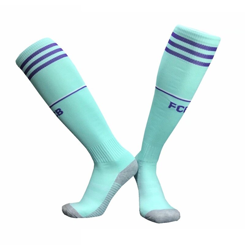 Voetbal Sokken Voetbal Dikke Warme Sokken Knie Hoge Trein Lange Kous Sport Kid Volwassen Sokken: 19 light blue / Adult