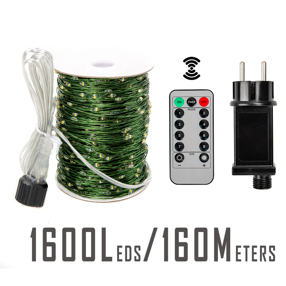 Guirnalda de Luces LED de 10-200m, Impermeable, con Control Remoto, para Decoración de Árboles de Navidad, Exteriores, Jardín, Bodas y Fiestas: Amarillo / Y (artículos de cuero)
