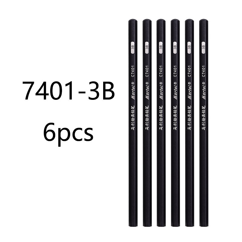 6/3 pcs Drawing Charcoal Pencil Painting 2H-8B 10B 12B Lead Level Honed 14B for Beginners Soft Neutral Hard: 6 pcs 7401-3B