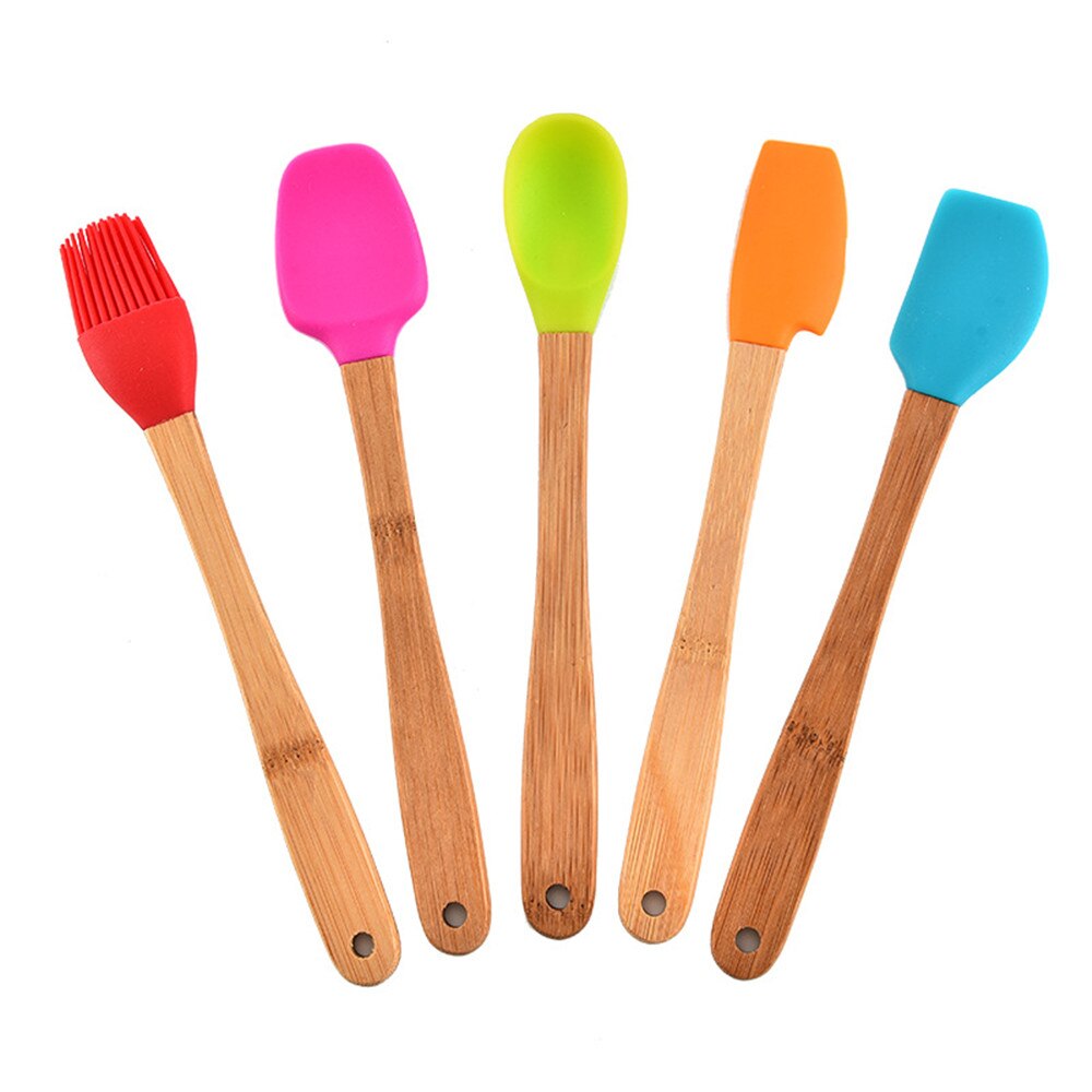 5 Stks/set Cake Siliconen Spatel Set Pastry Brush Lepel Deeg Fondant Boter Non-stick Schraper Koken Bakken Keuken Bbq gereedschap: Default Title