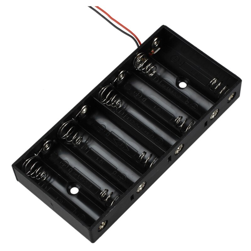 Aufbewahrungsbox für 8 x x 1.5v aa 2a -zellen-batterien aus kunststoff, standardgröße 12v mit anschlusskabel