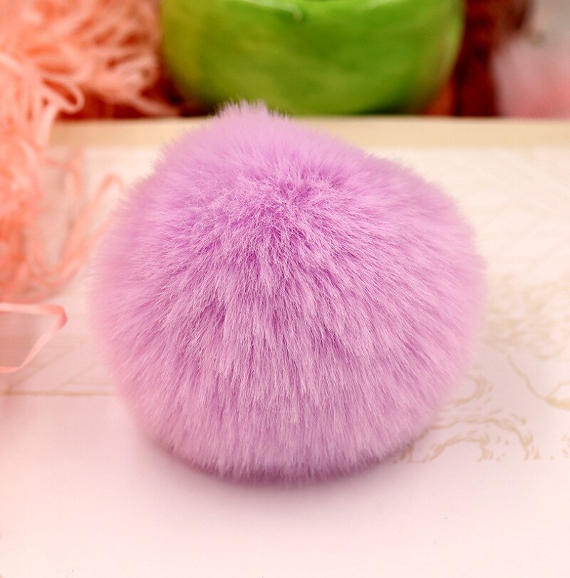 6cm Rex Rabbitt Haarbal Mooie Pluizige Stof Pompom Vrouwen Tas Sleutelhanger Hoofdband Speelgoed DIY Accessoire Sieraden Grote Zachte harige Pompons: Light purple