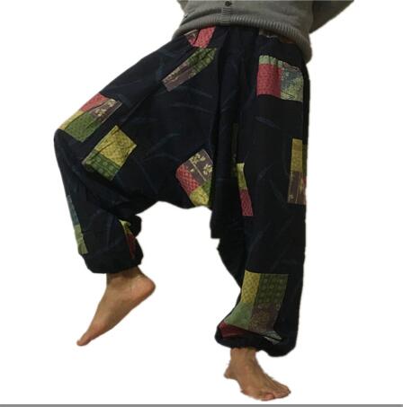 20 print thai hip hop aladdin hmong baggy bomuld hør harem bukser mænd plus size brede ben bukser boho casual bukser cross-bukser: 15