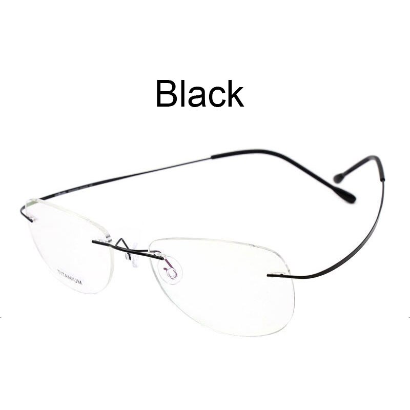 Mode Randloze Brillen Frame Optische Glazen Titanium Memory Alloy Recept Brillen voor Mannen en Vrouwen: Black