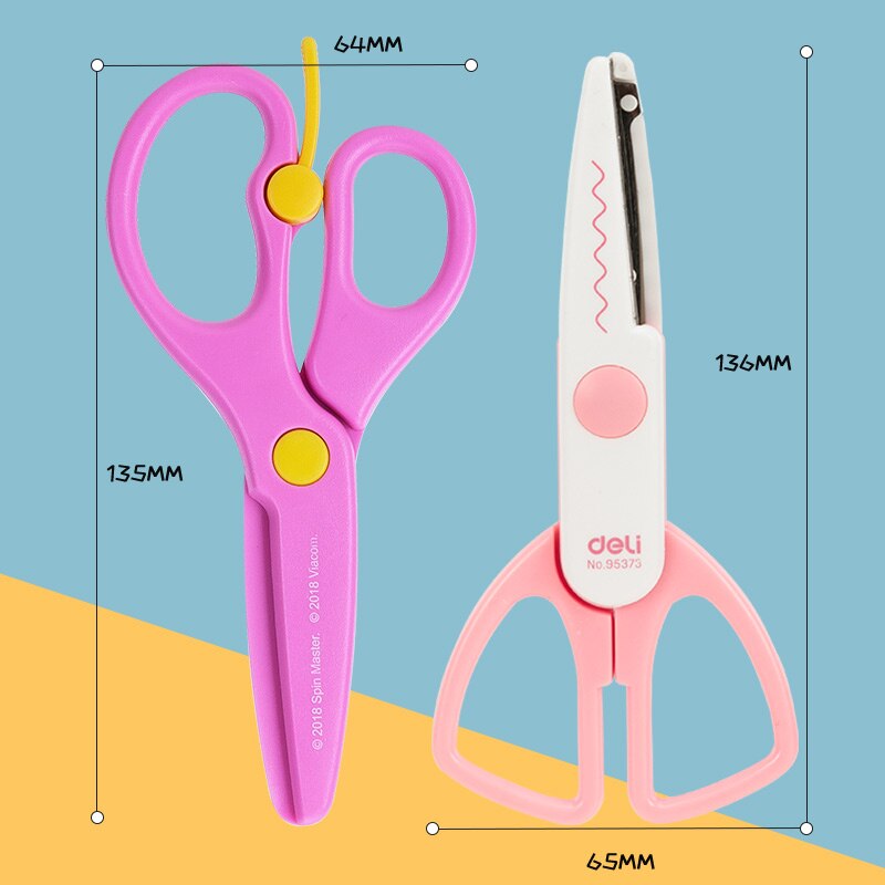 2 PCS Student Scissors Mini Safety Round Head Plastic Scissors Safety Kids Paper Cutting Small Scissors Baby Manual Art Scissors: 6075Set meal 5