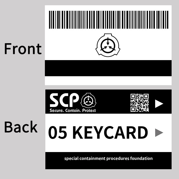SCP Special Containment Procedures Foundation Secret Grade Access Card Mobile Task Forces Level Card Double Hard PVC Card