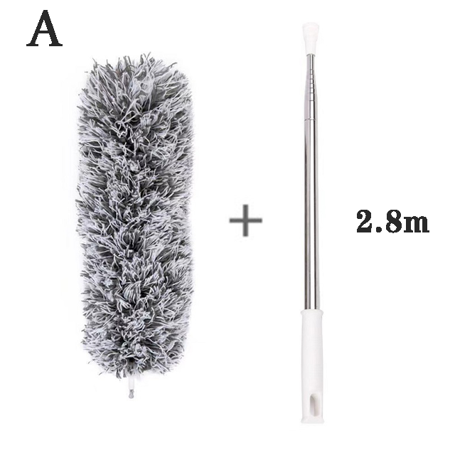 Plumero largo retráctil de plumas, plumero estático de microfibra flexible, limpieza de huecos, telaraña de techo, herramienta de limpieza del hogar: A Microfiber 2.8m