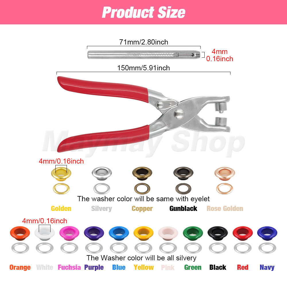 200 Sets Metal Eyelet Grommet Eyelet With Install Plier Set Eyelets Grommet Tool For DIY Leathercraft Shoes Belt Cap Bag Clothes