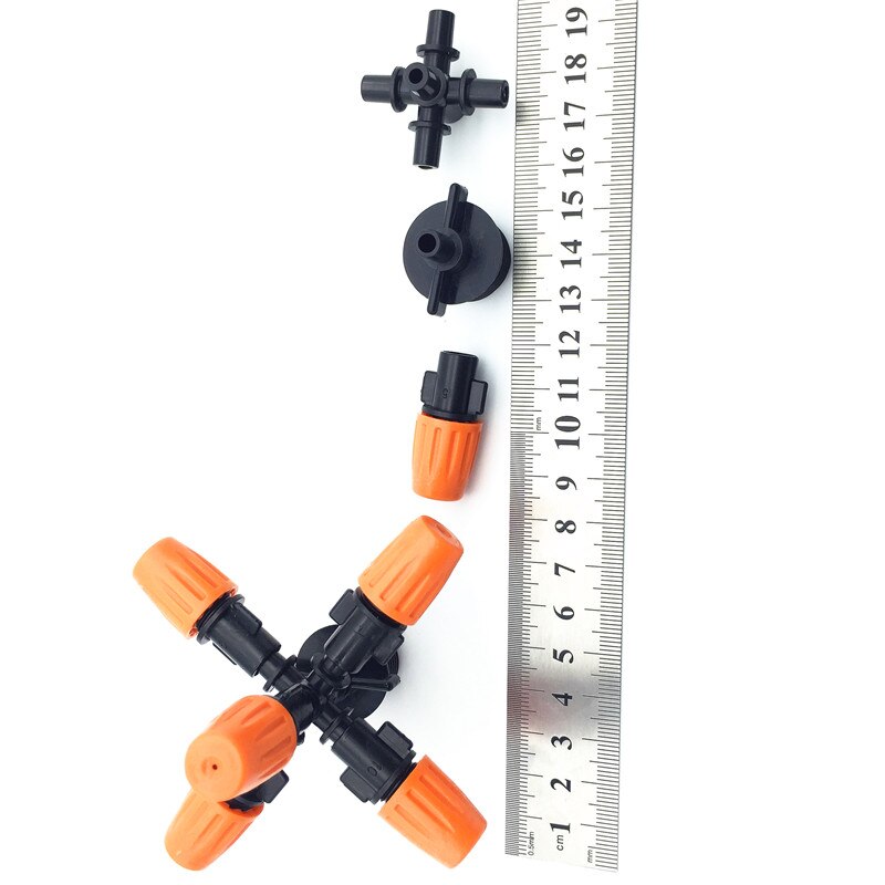 2 Pcs 5-head Micro Irrigation System Fog Mist Cooling Nozzle Garden Greenhouse Adjustable Closable Spray Mist Nozzle