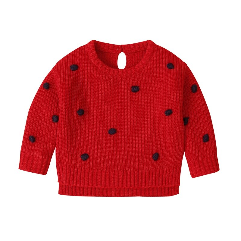 Winter Warm Kids Casual Trui Baby Meisje Pluche Bal Gebreide Bovenkleding Kleding: Red / L