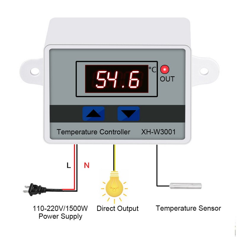 12V 24V 220V AC controlador Digital de temperatura LED XH-W3001 para incubadora enfriamiento interruptor de calefacción termostato Sensor NTC: 110-220V XH-W3001