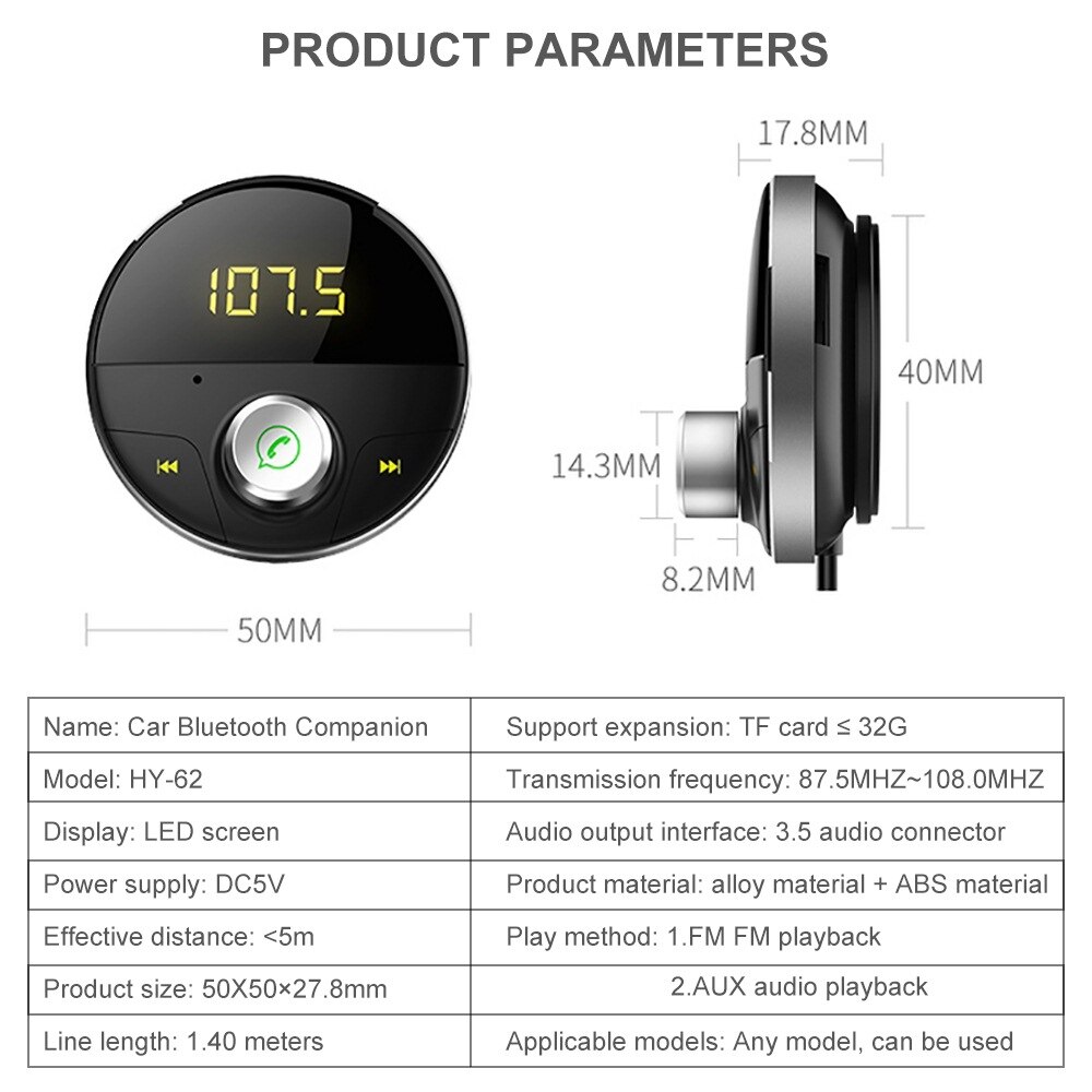 MP3 Auto Bluetooth Modulator FM Modulator Center Konsole Auto MP3 Bluetooth-Player AUX FM Transmitter Auto Wireless Stereo Radio