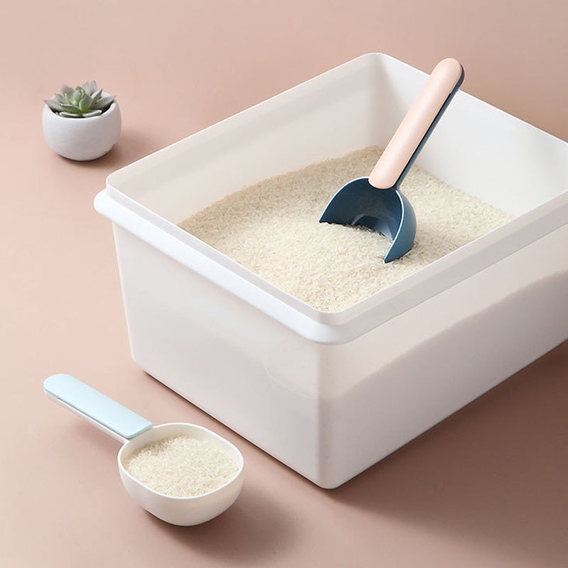 Simpel hængende måleske multifunktionelt klip husholdning ris spand ske køkken tilbehør gadgets