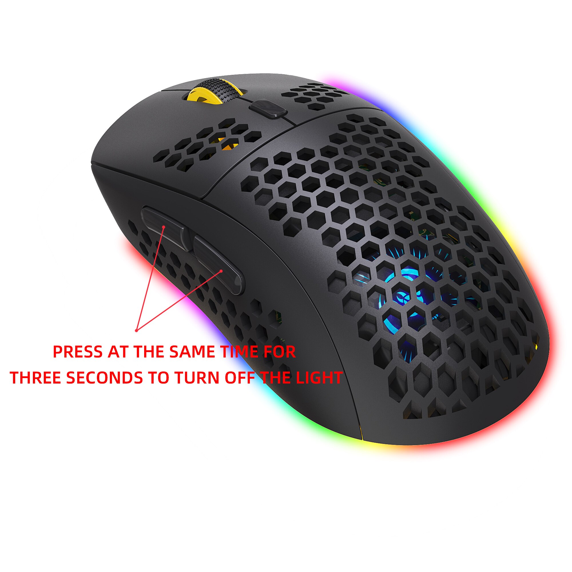 HXSJ Hole Cooling Mouse 2.4G Bluetooth Three-mode Mouse 3600DPI Adjustable RGB Light Can Turn Off the Light for Notebook PC