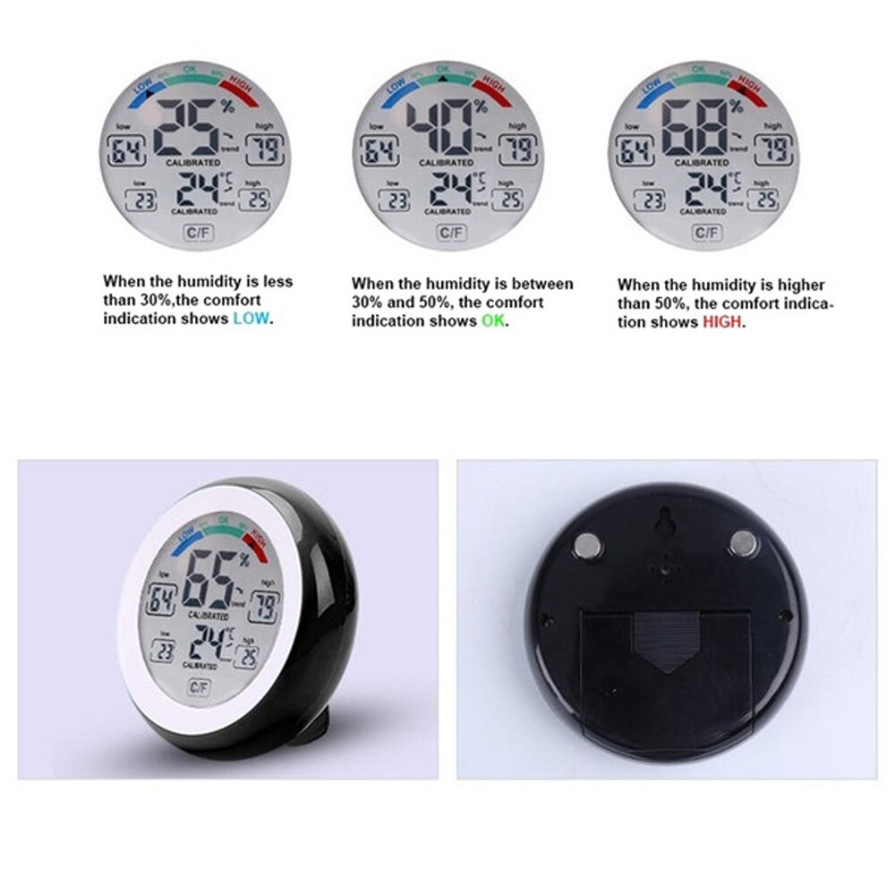 Digital LCD Display Thermometer Indoor Hygrometer Electronic Temperature Humidity Meter Weather Station Car Touch Screen Thermo